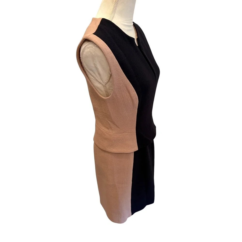 3.1 Phillip Lim Wool Blend Detachable Peplum Navy Dusty Rose Sheath Dress - 10